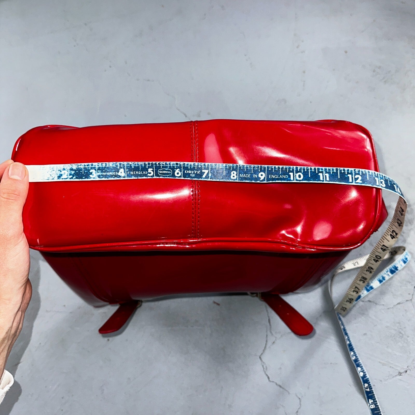 Ted Baker Red Patent Leather Quilted Large Stitch Tote Bag Purse Statement Y2K