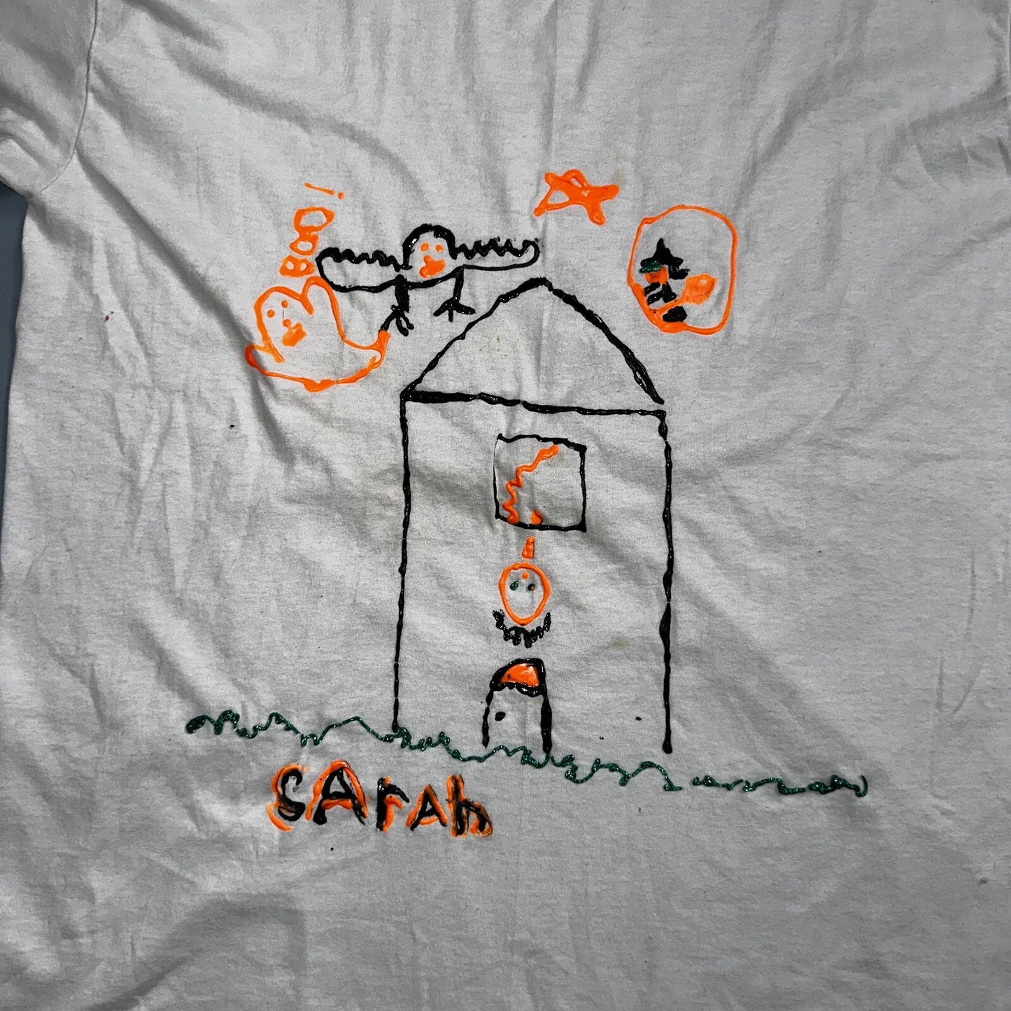 Hanes 90s House Cute Hand Drawn VTG T Shirt Boo Scary Halloween Art Artistic