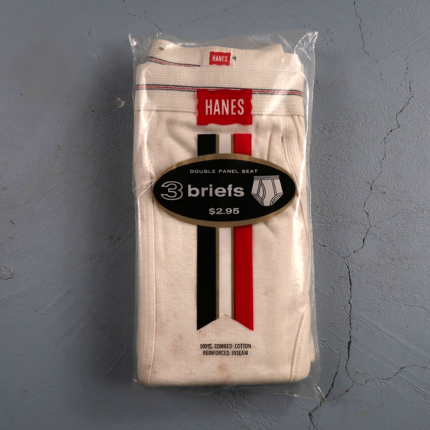 Hanes Briefs NWT Mens 28 White Cotton Black Stripes 3 Pair Vintage USA Lot 1960s