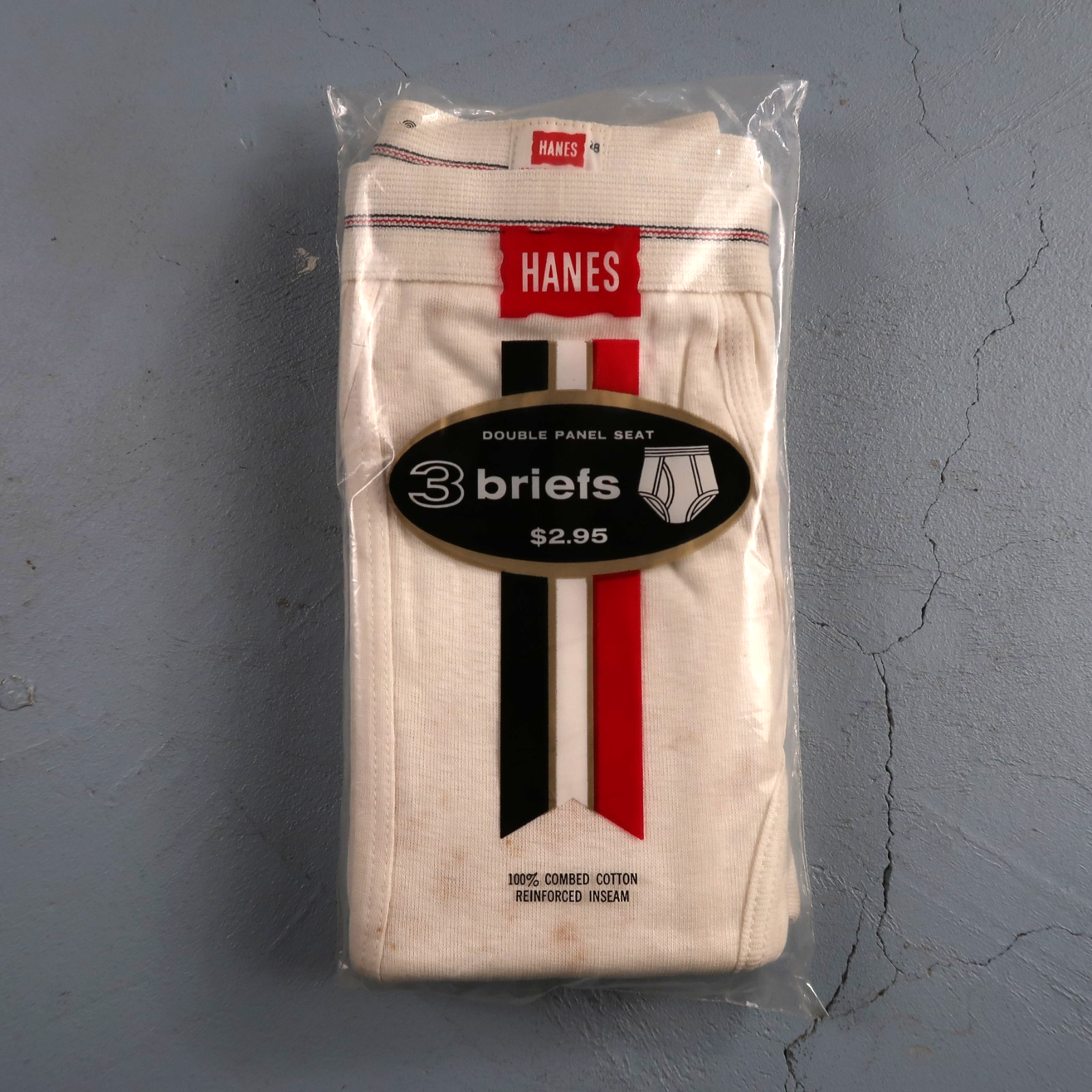 Hanes Briefs NWT Mens 28 White Cotton Black Stripes 3 Pair Vintage USA Lot 1960s