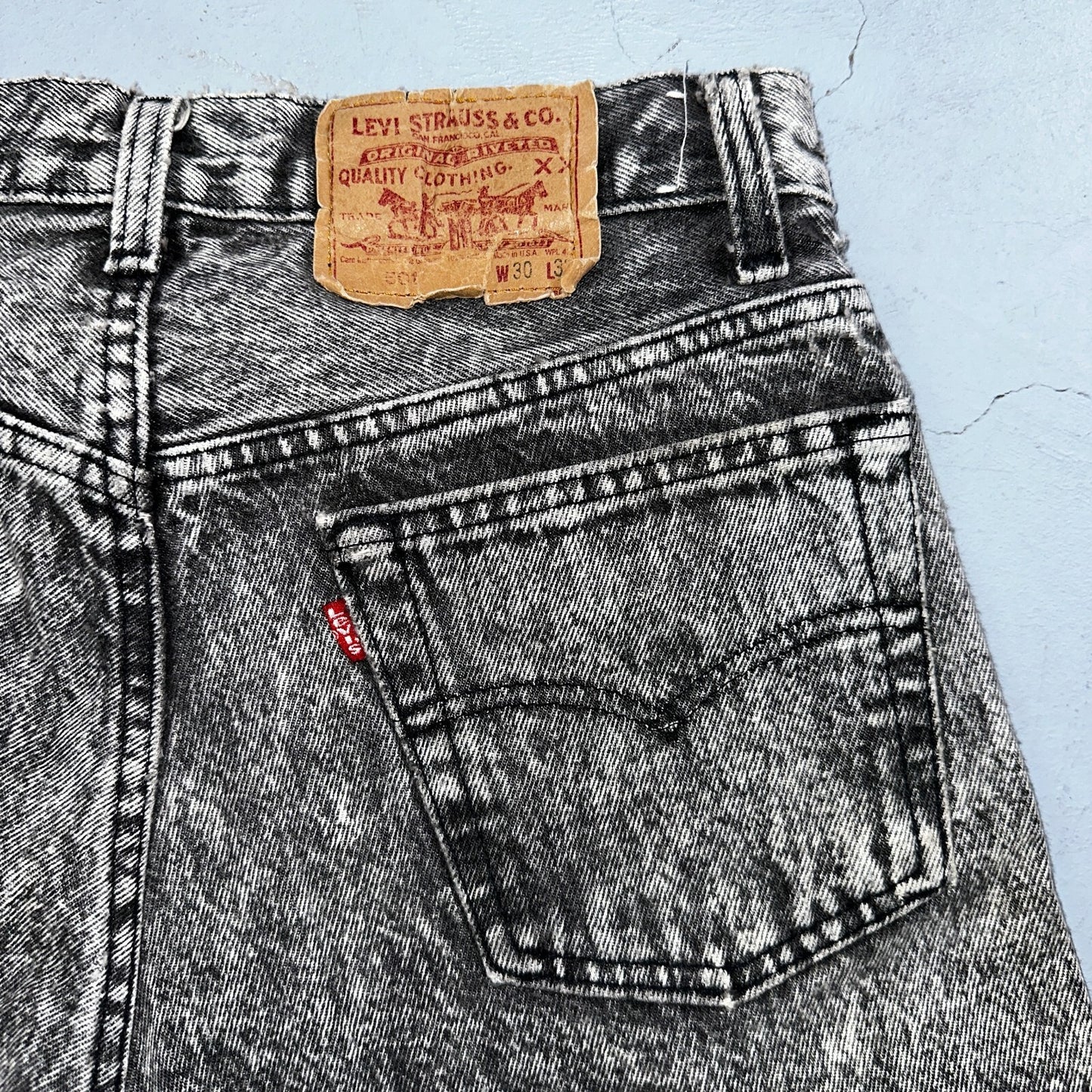 Levis 501 Vintage 90s USA XX Straight Leg Jeans Black Acid Wash 30x32 Act 28x31