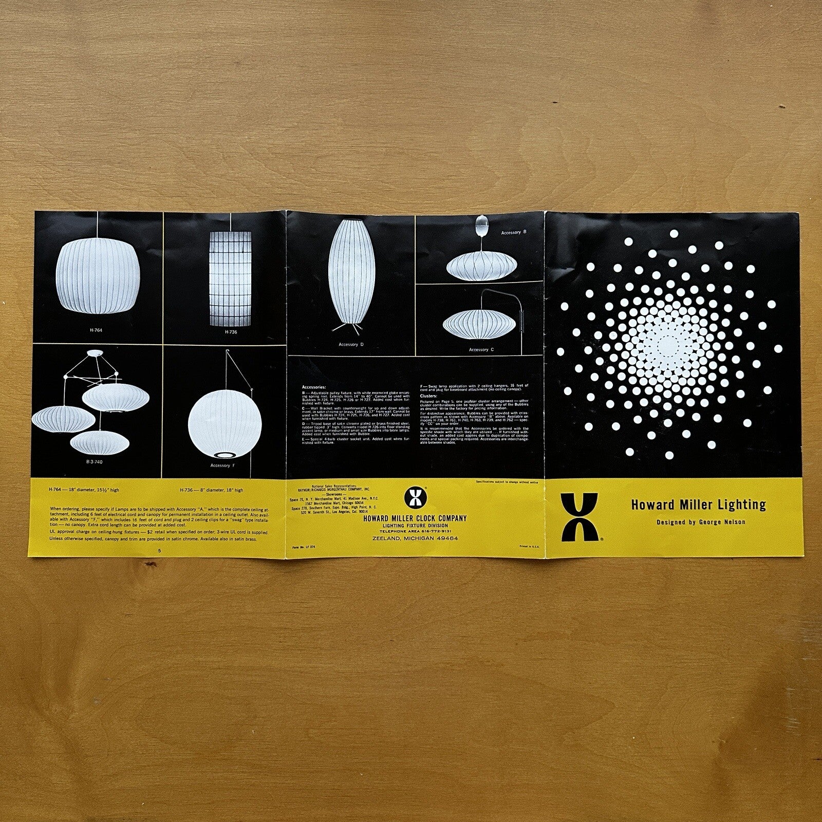 George Nelson Howard Miller Lighting Advertisement Print 1950s 50s Bubble Ad