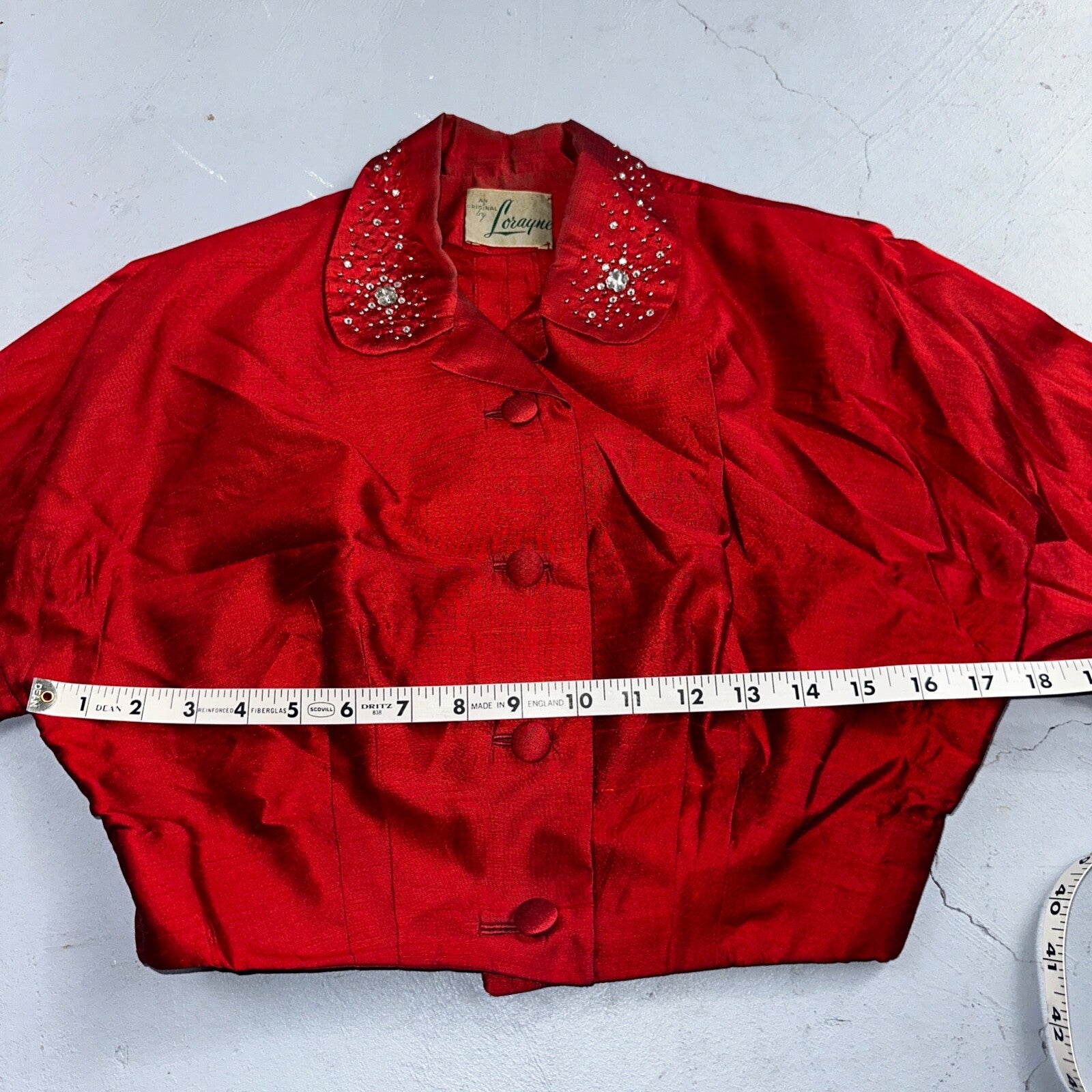 Real Vintage 1940s Lorayne Original Long Red Top Button Down Dress Women's 40s