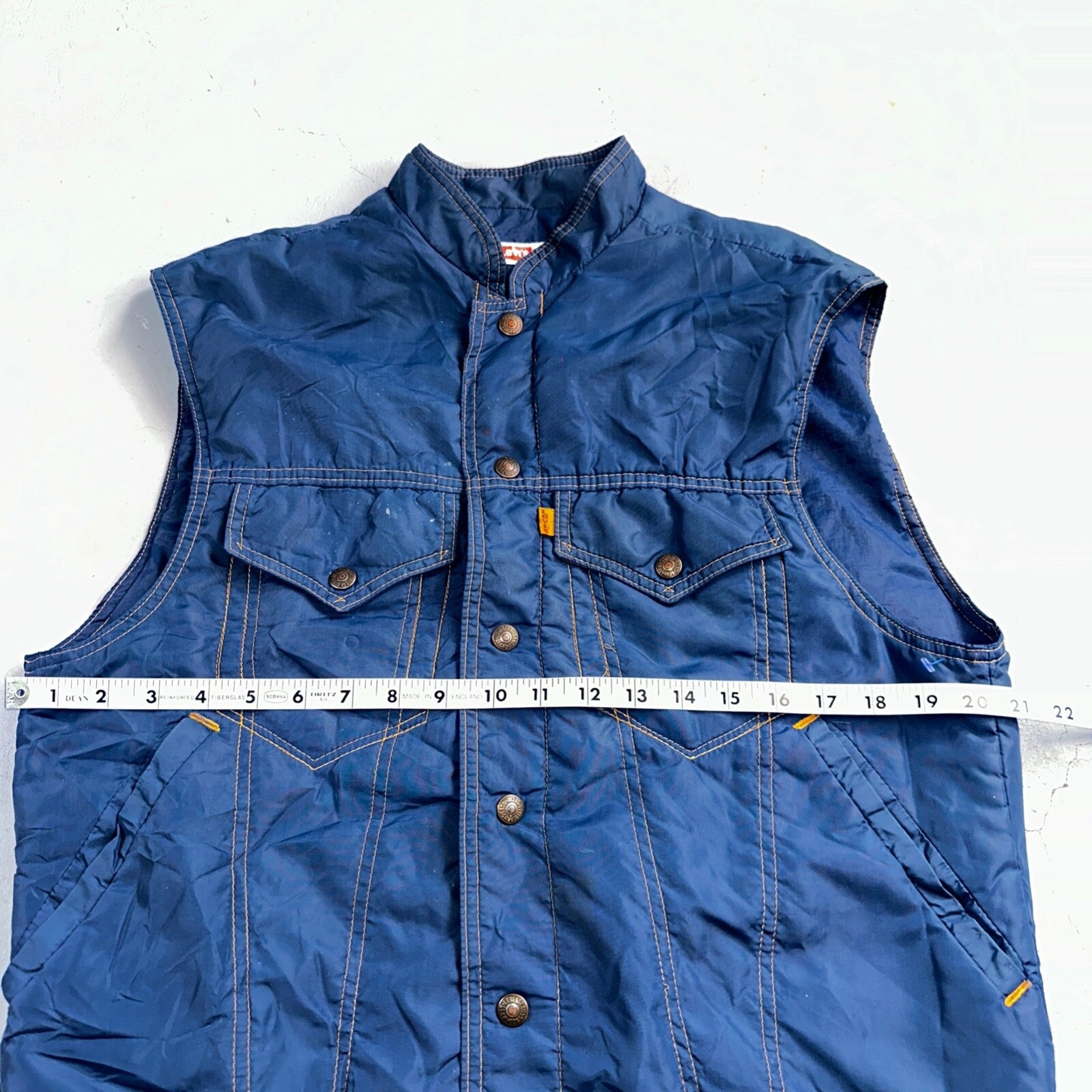 Levis VTG Vest Blue Nylon Jacket Orange Tab 1980s 80s Type 3 Warm Up Rare