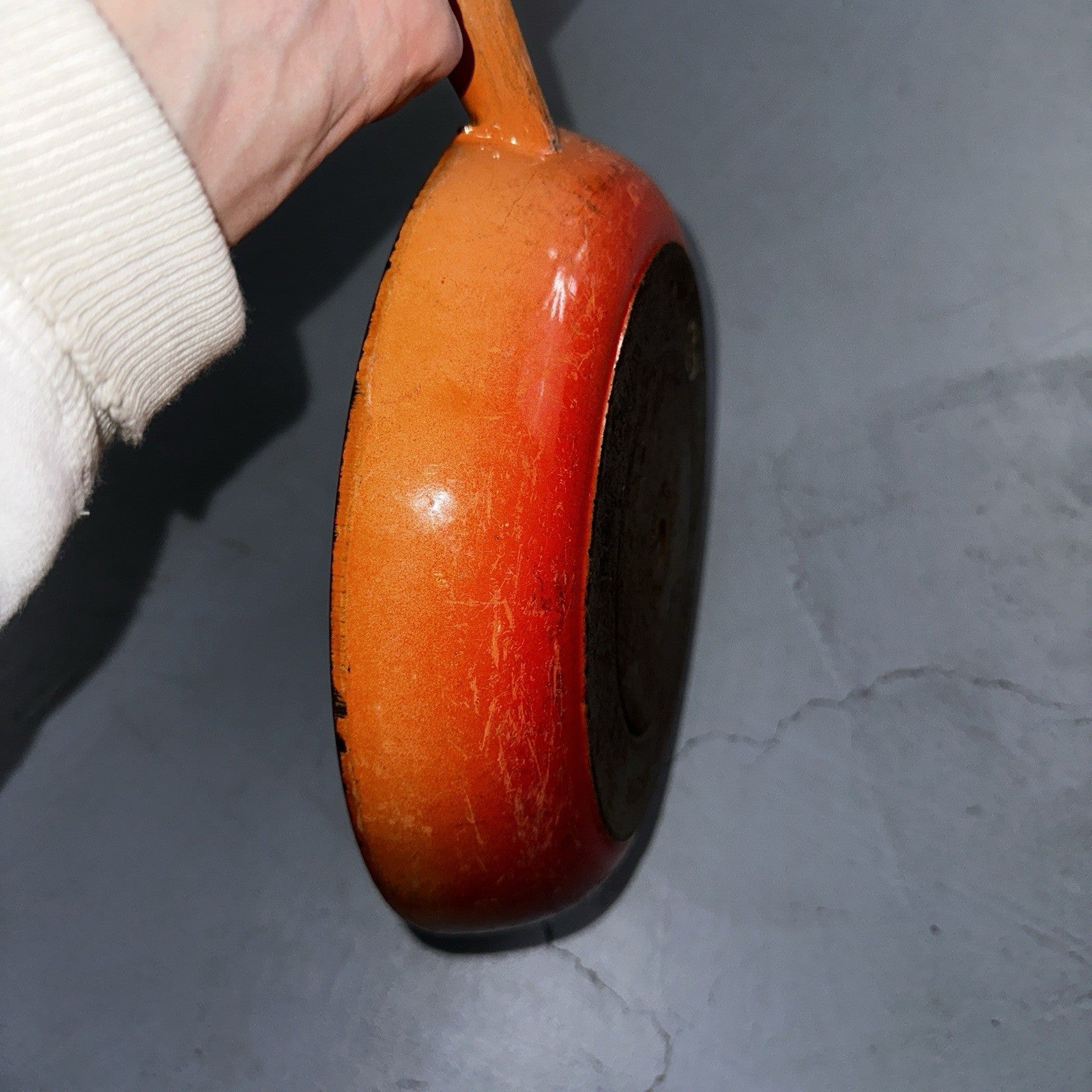 Le Creuset Cast Iron Enamel Cousances No. 24 Skillet Missing Handle Pan