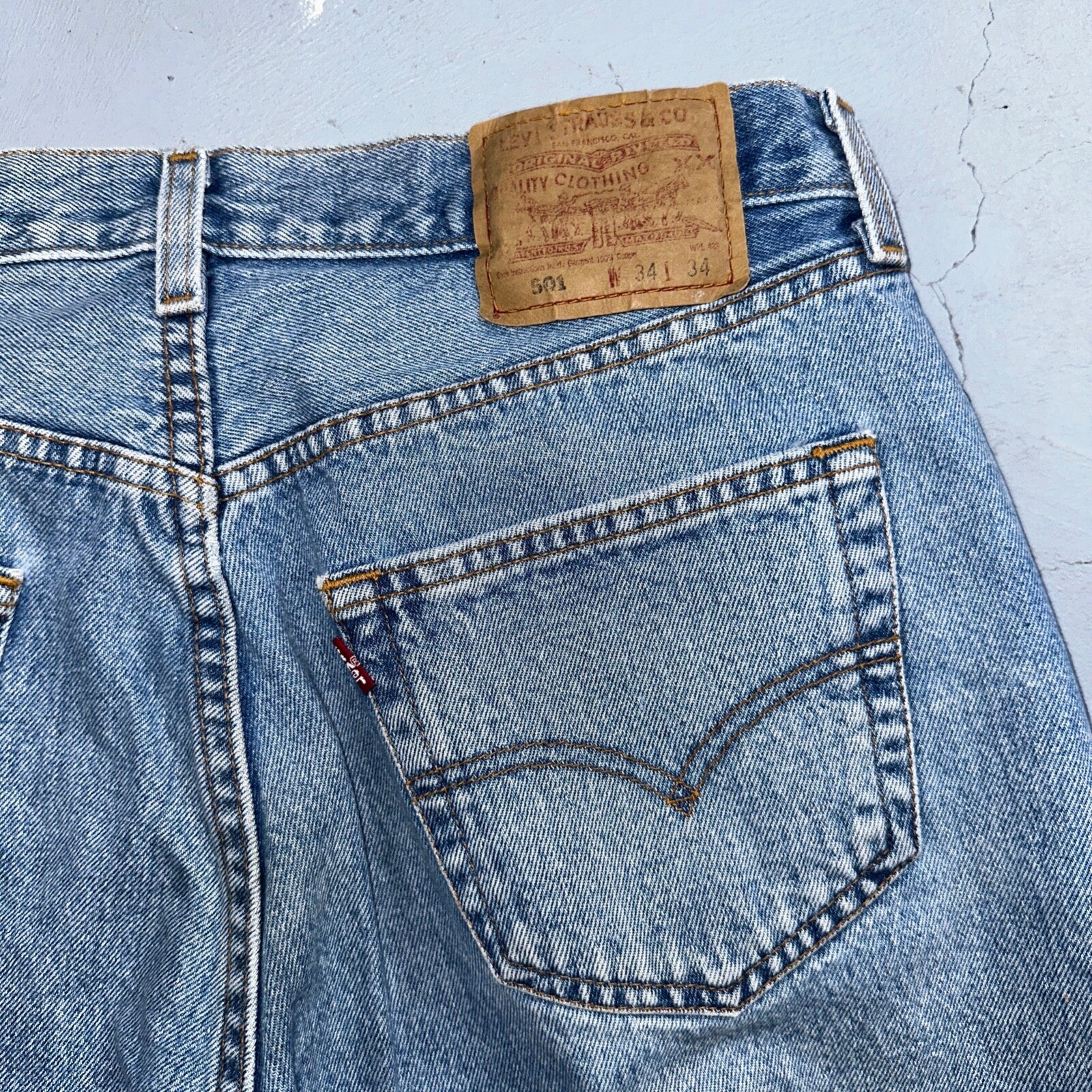 Levis 501 Vintage 90s Mexico Straight Leg Jeans 34x34 Y2K Light Wash Act 31x30