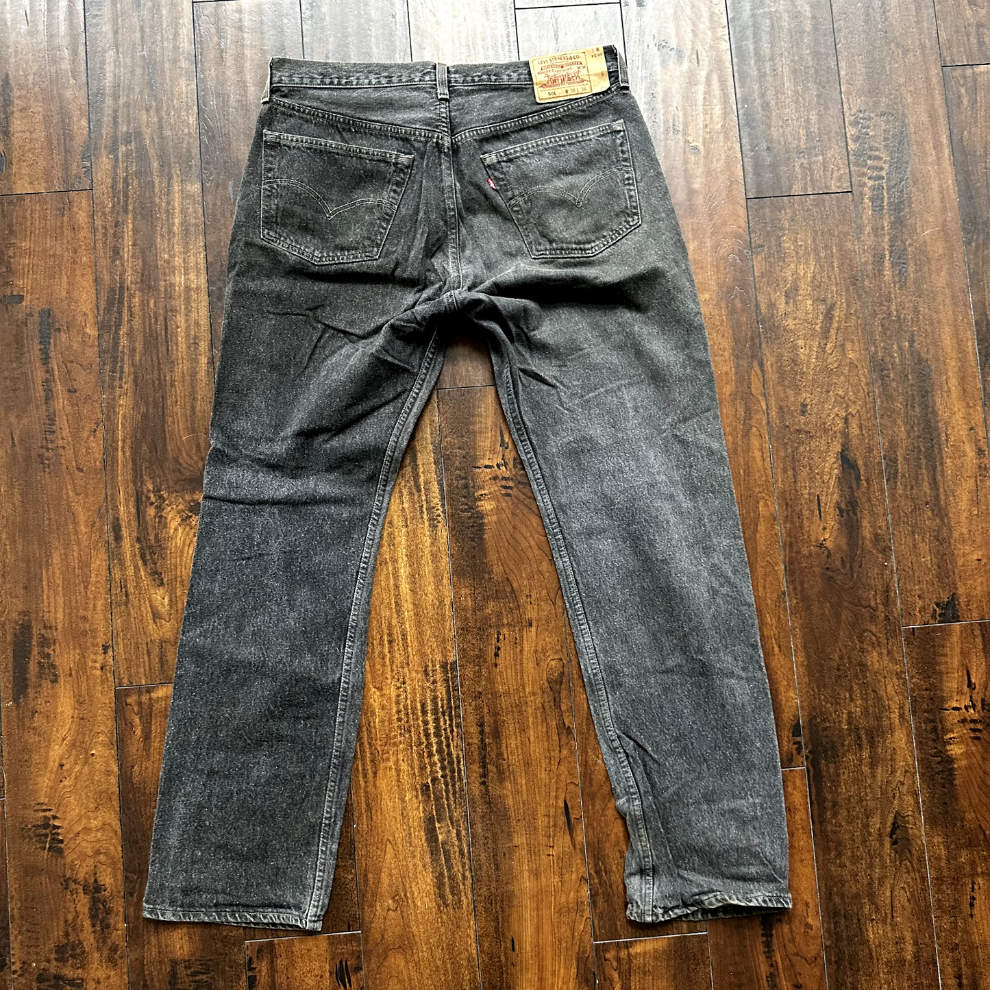 Vintage Levis 501 Button Fly 90s Tag Jeans Black Gray 80s 38x34 Act 35x32