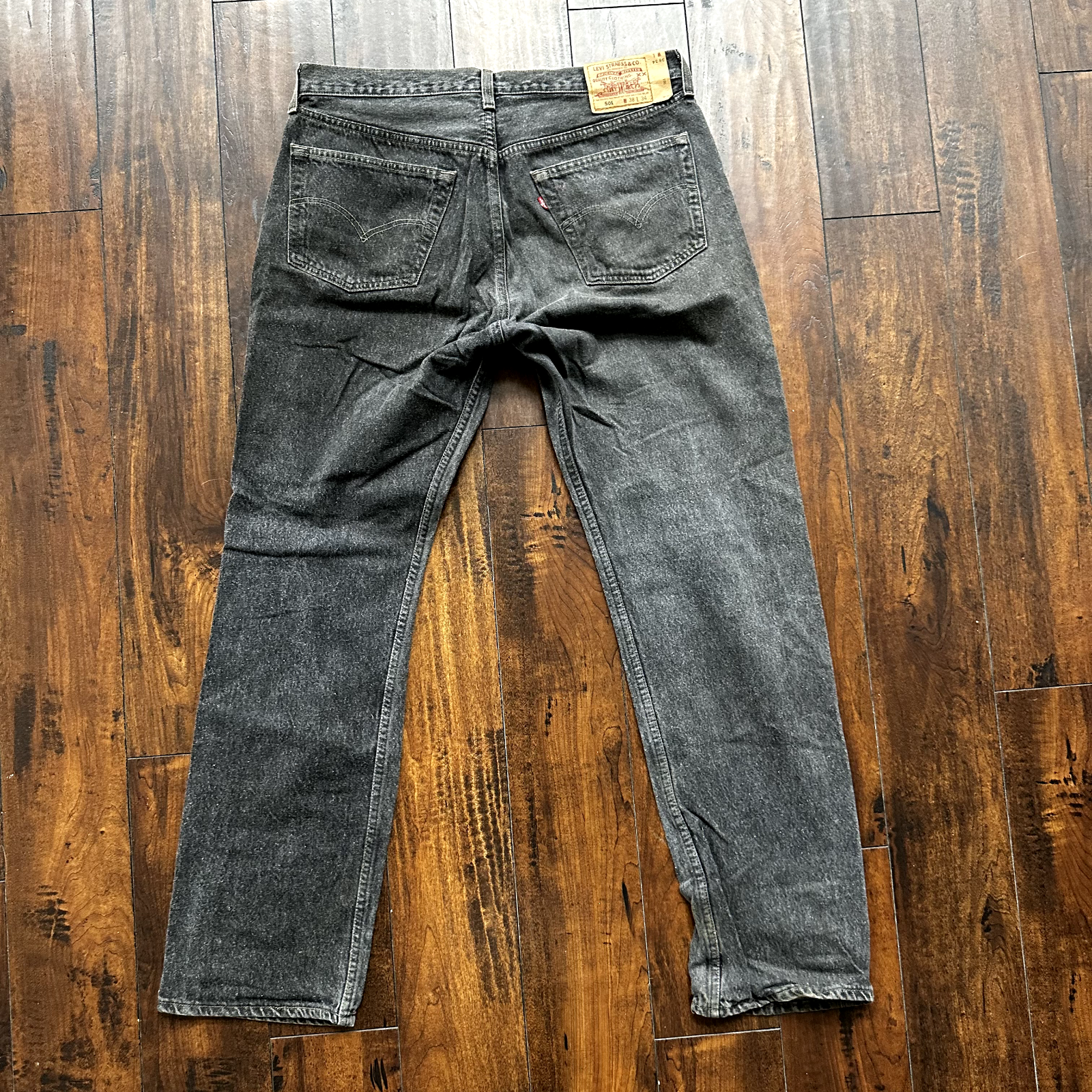 Vintage Levis 501 Button Fly 90s Tag Jeans Black Gray 80s 38x34 Act 35x32