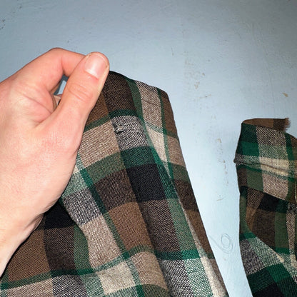 Pendleton 1950s Loop Collar Board Shirt Wool Plaid Flannel Shirts Brown Green M