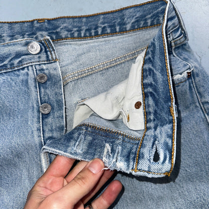 Levis 501 Vintage 90s USA XX Straight Leg Jeans 34x36 Light Wash Act 30x31