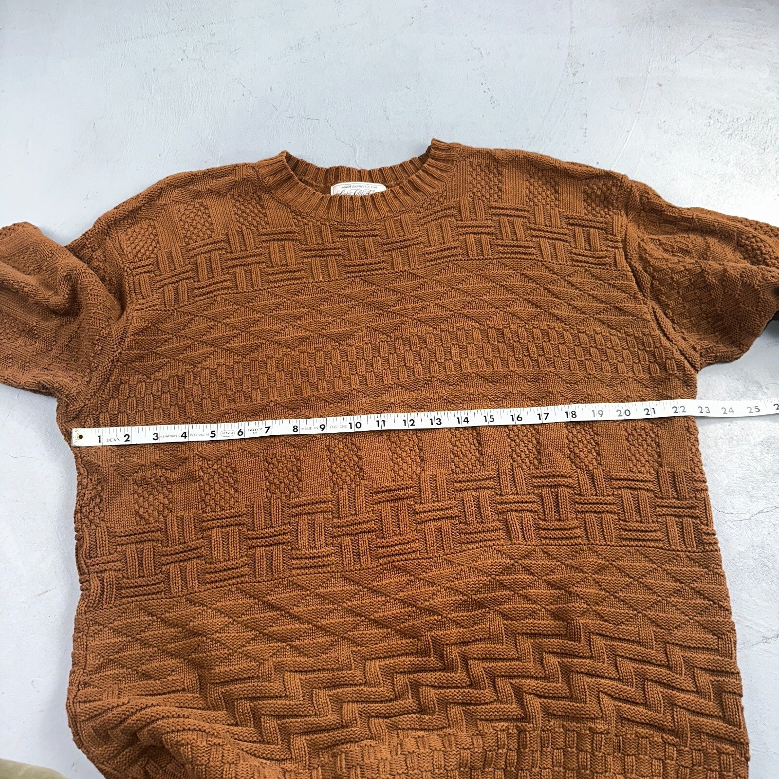 Vintage Saks Fifth Avenue Sweater 100% Cotton Mens M Brown Pullover Mock Neck