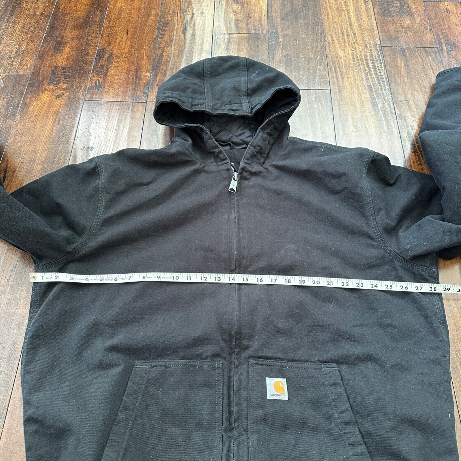 VTG Carhartt Active Jacket Adult XL Duck Canvas Black Workwear Hood 104050