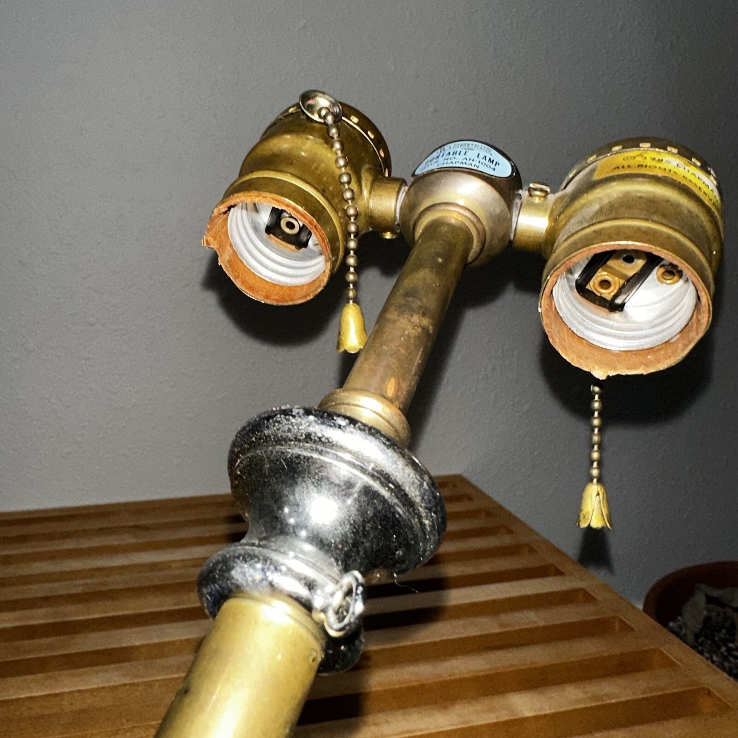 Pair 1986 CHAPMAN Tall Brass Horn Shaped Lamps 1985 Vintage MCM Design Nelson