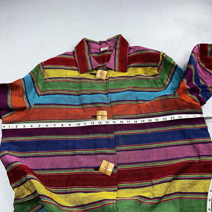 Norm Thompson VTG 80s Rainbow Striped Oversized Button Down Blazer/Jacket XL
