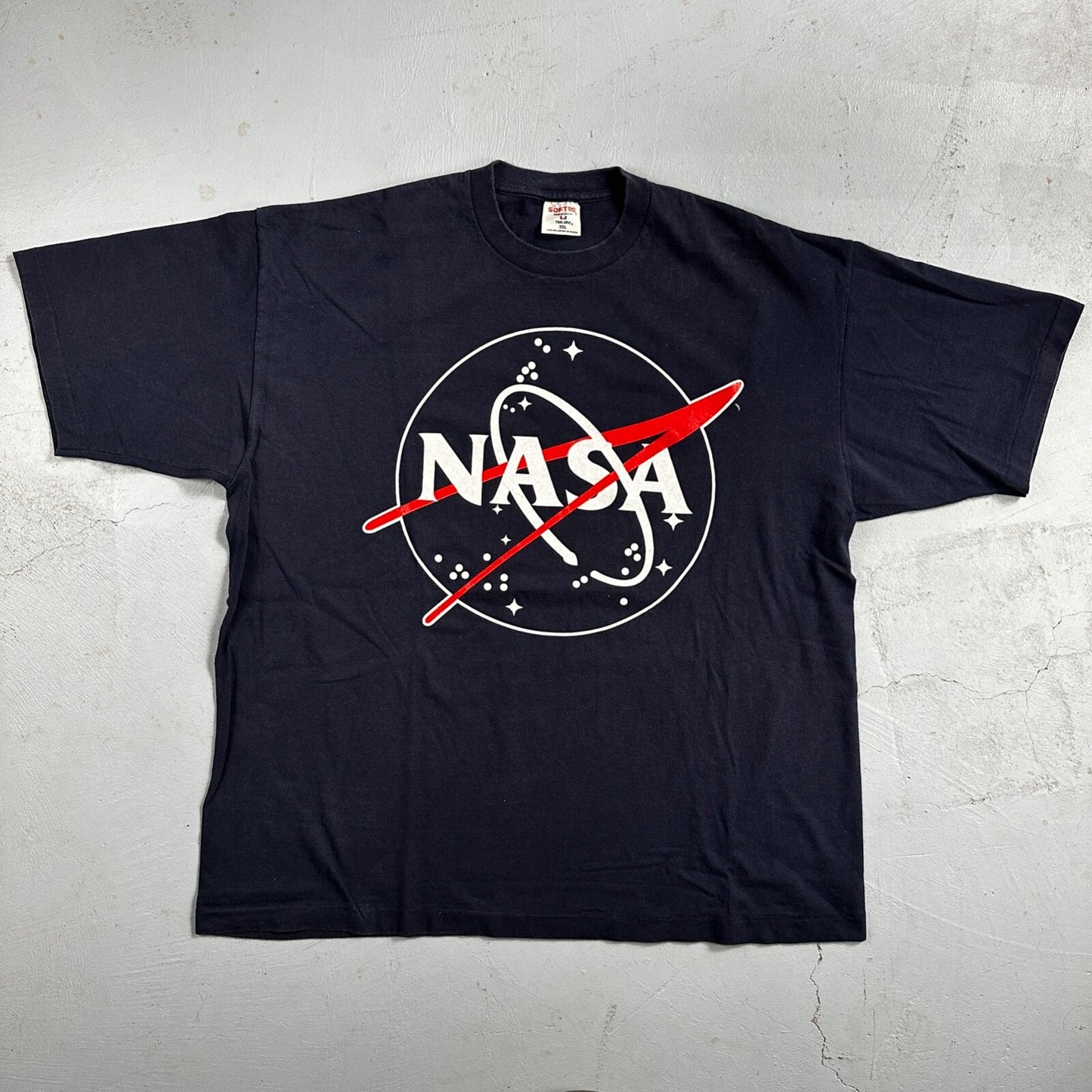 NASA Single Stitch Navy 80s VTG T Shirt Softee Explore The Space Moon Science