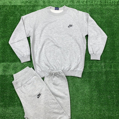 Nike Vintage Sweatshirt Gray Jumper Sweatpants Set Gray Tonal Center Swoosh 80s