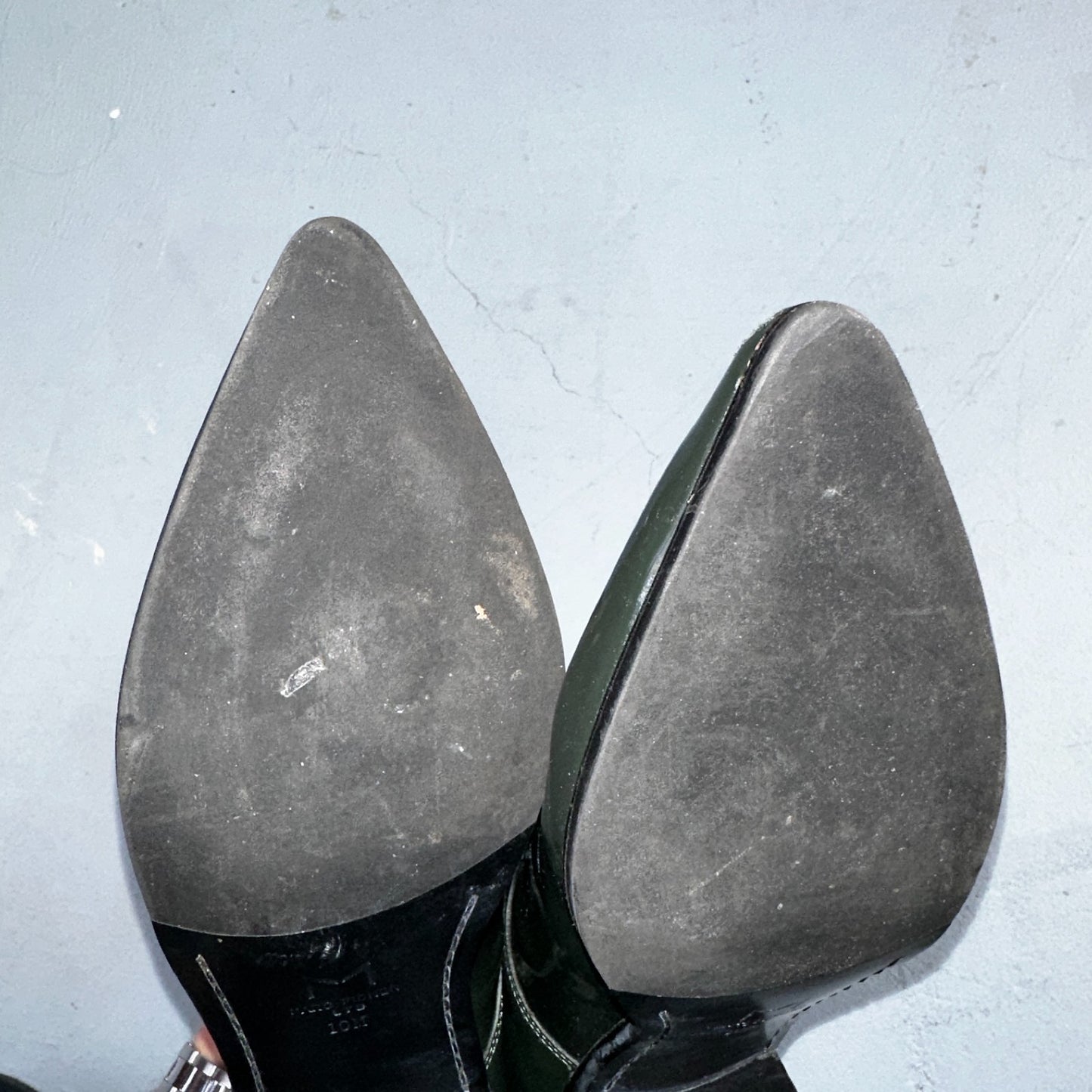 Marc Fisher Women's 10 Green Patent Leather Dress Shoes Boots Heel LACE MLETTA