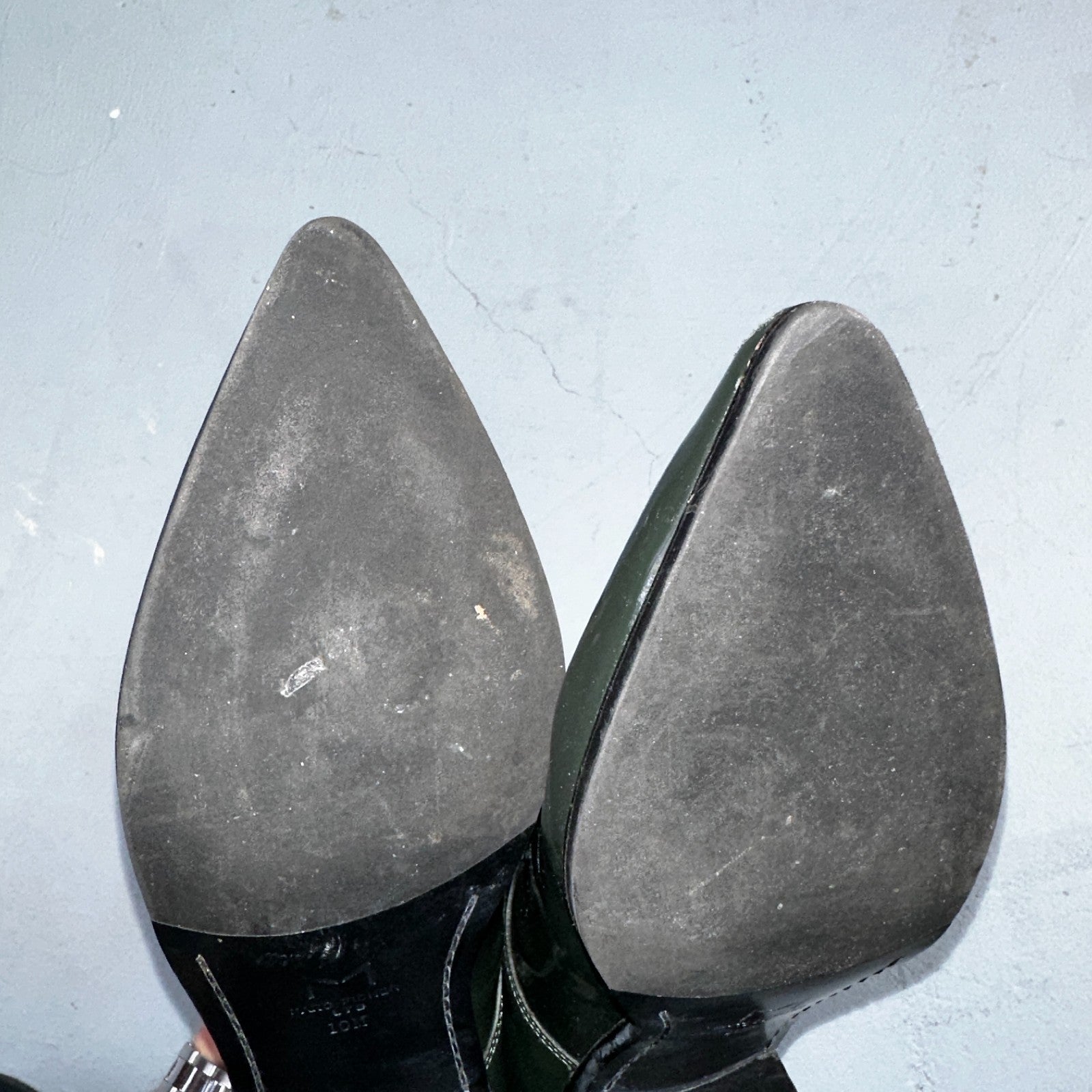 Marc Fisher Women's 10 Green Patent Leather Dress Shoes Boots Heel LACE MLETTA