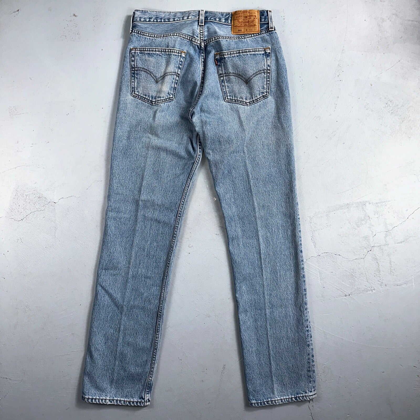 Levis 501 Vintage 90s USA XX Straight Leg Jeans Blue Light Wash 33x34 Act 31x33