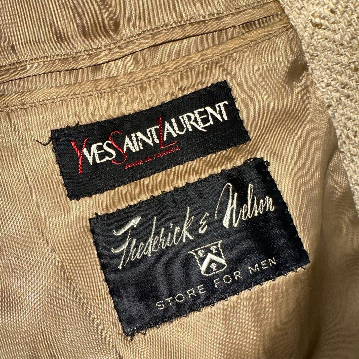 YSL Yves Saint Laurent Vintage Beige Tweed Jacket 38 Blazer Coat France Suit 80s