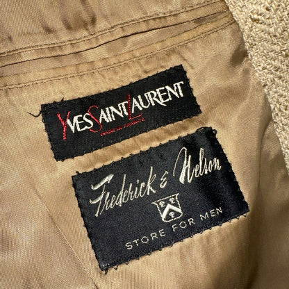 YSL Yves Saint Laurent Vintage Beige Tweed Jacket 38 Blazer Coat France Suit 80s