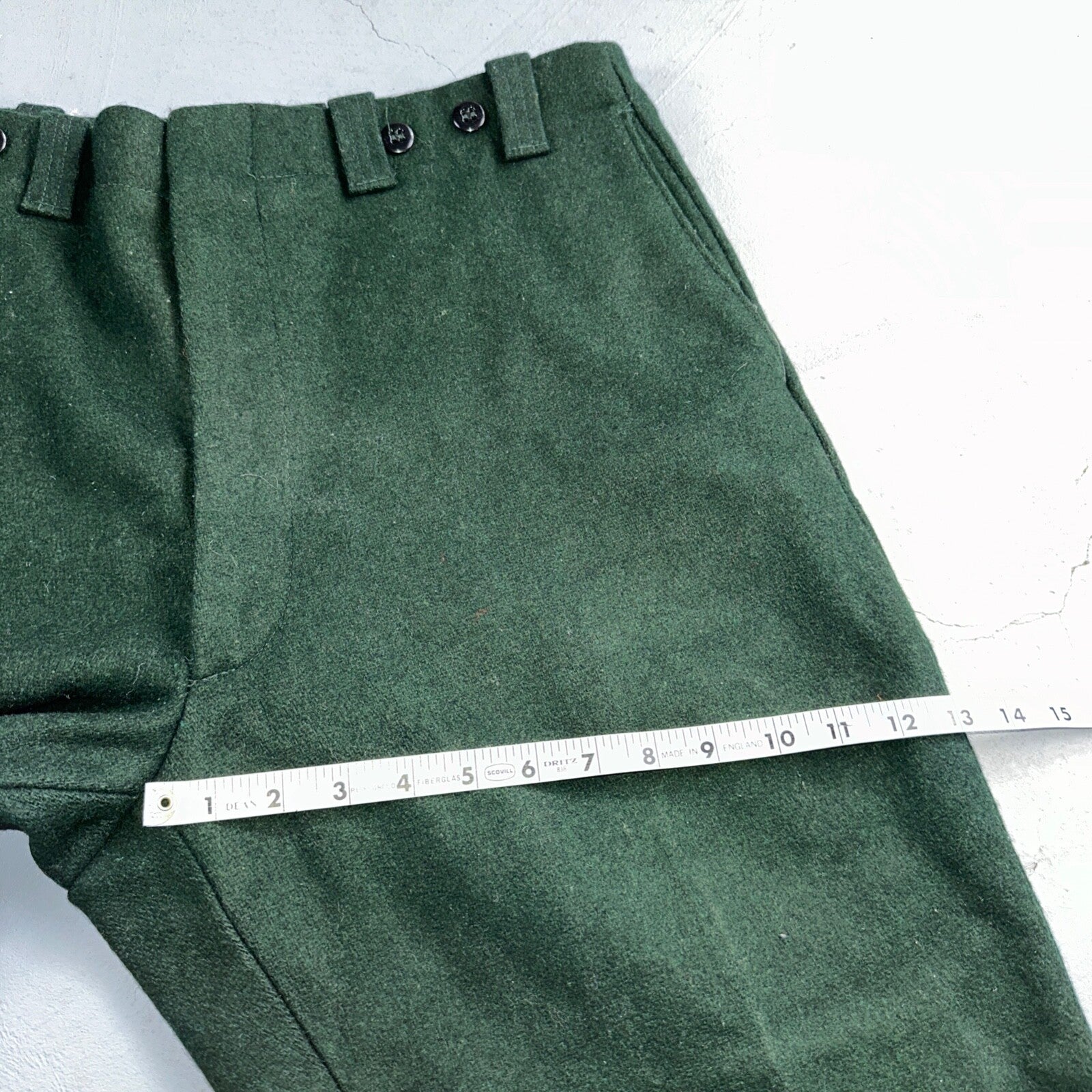 1960s Vintage Green Heavy Wool Hunting Pants 34x28 USA Dry Clean Rockabilly 60s