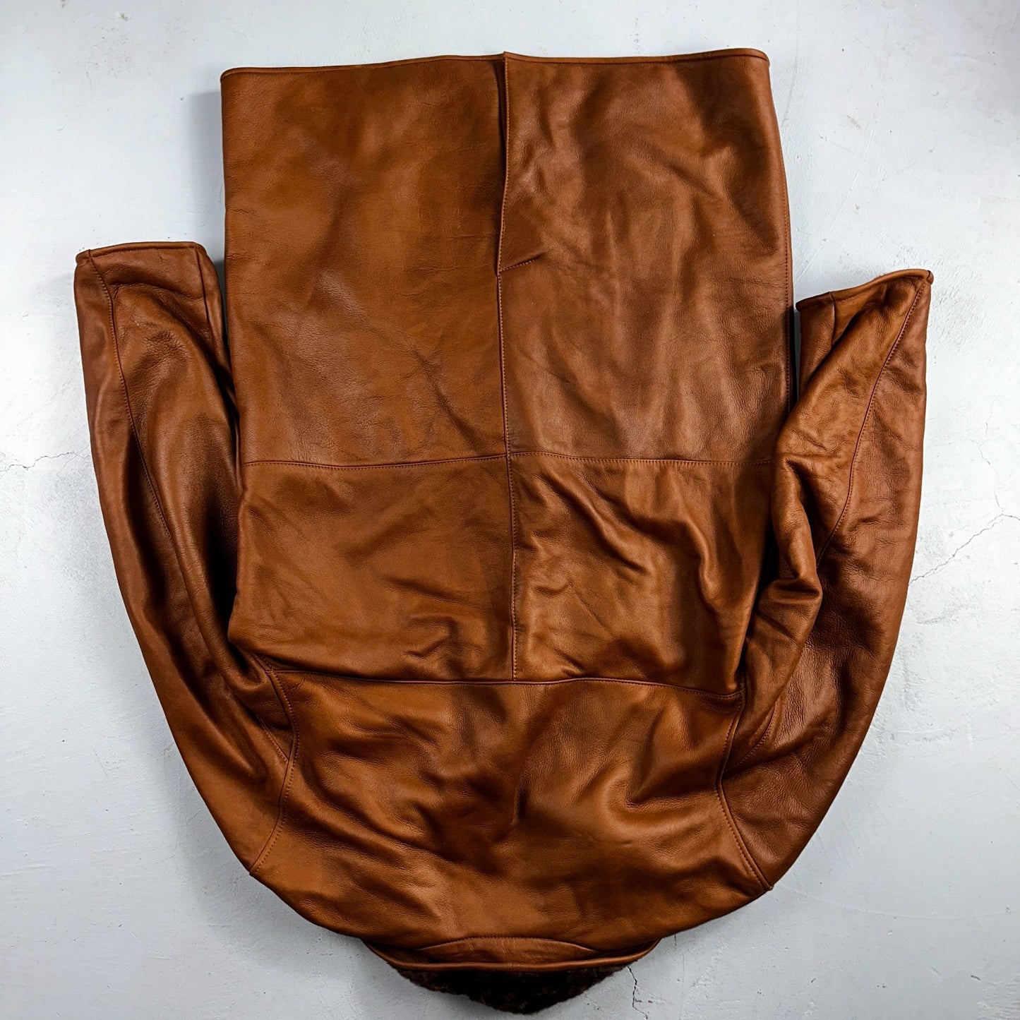 Bobby Jones XL Mens Coat Safari Parka Brown Leather Fur Lined Classy Long