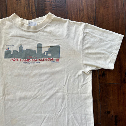 Portland Marathon Vintage T Shirt Used White 80s Running Road Runner 1986 Hanes