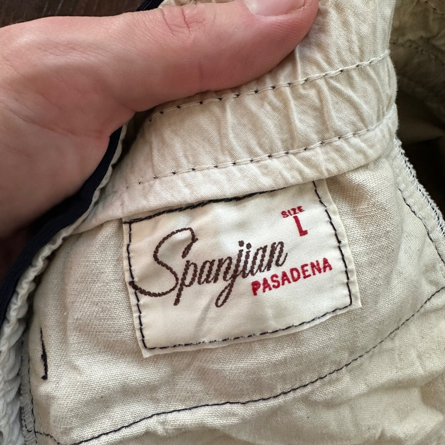 VTG 80's Spanjian Athletic Basketball Shorts Men's SZ L Navy Blue Made In USA