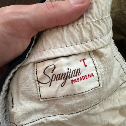 VTG 80's Spanjian Athletic Basketball Shorts Men's SZ L Navy Blue Made In USA