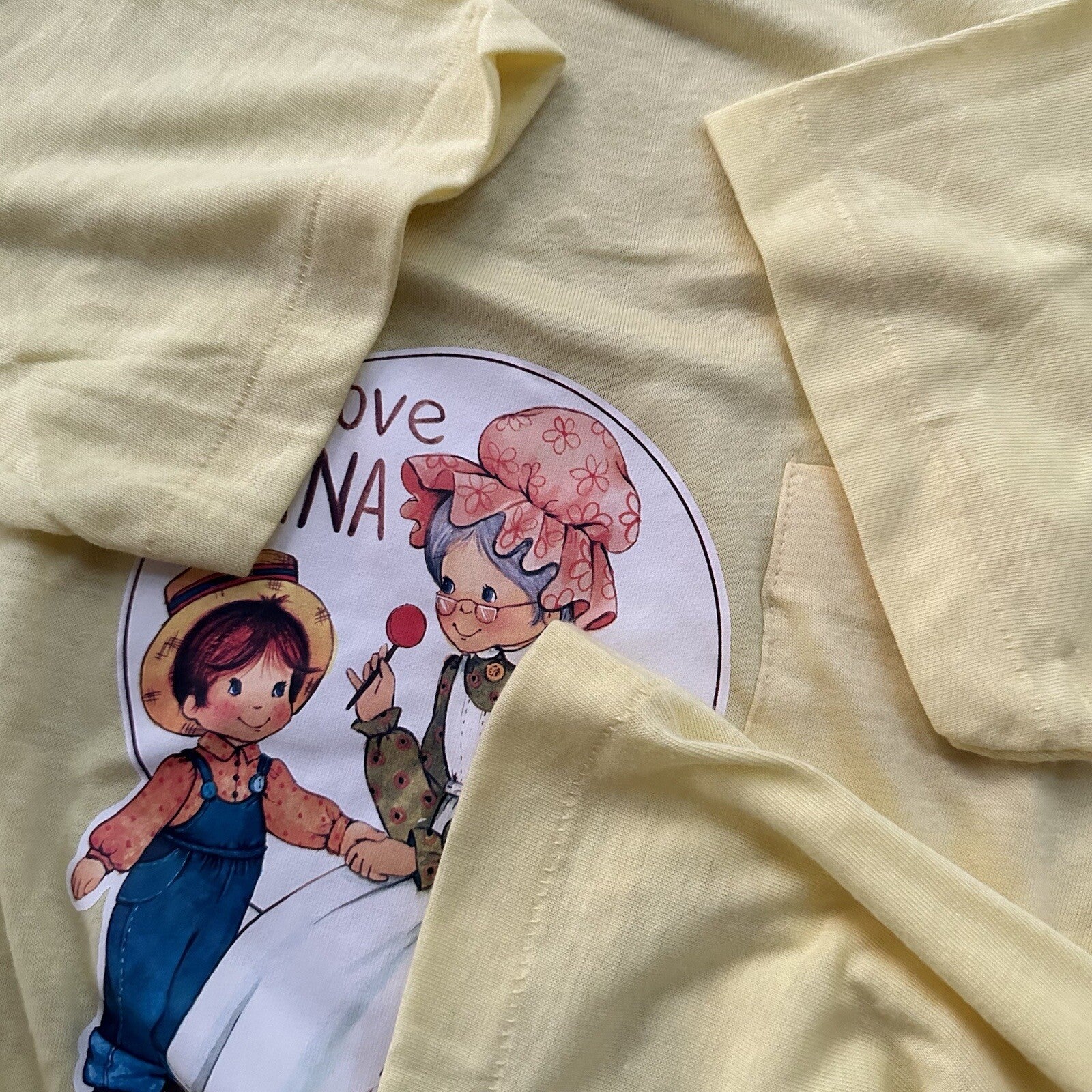 1970s I Love Nana Grandma Vintage T Shirt 70s Iron On Transfer Small 80s Cute