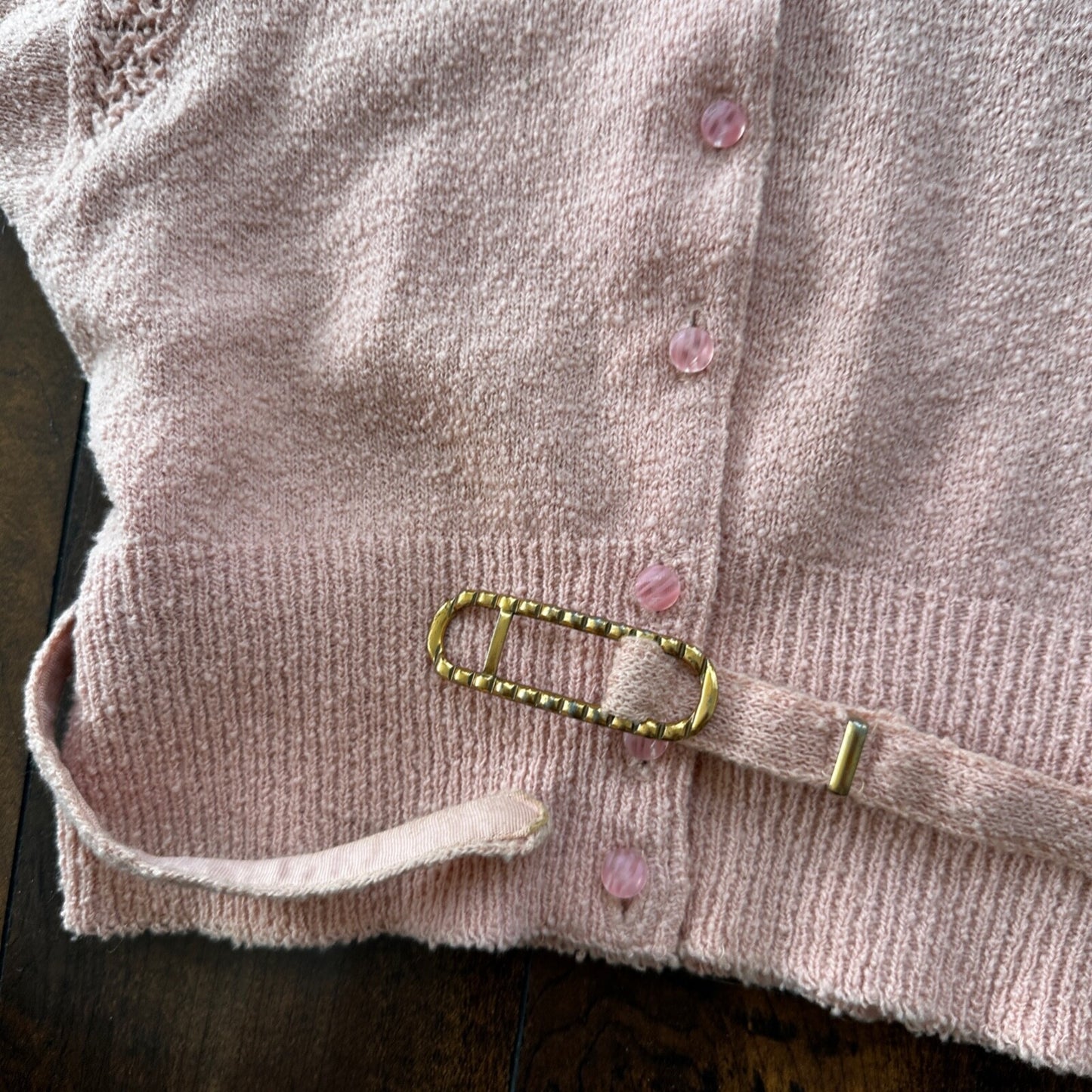 VTG 1960s Pink Knit Cardigan Sweater Rockabilly 60s Wool Belted Chapter House