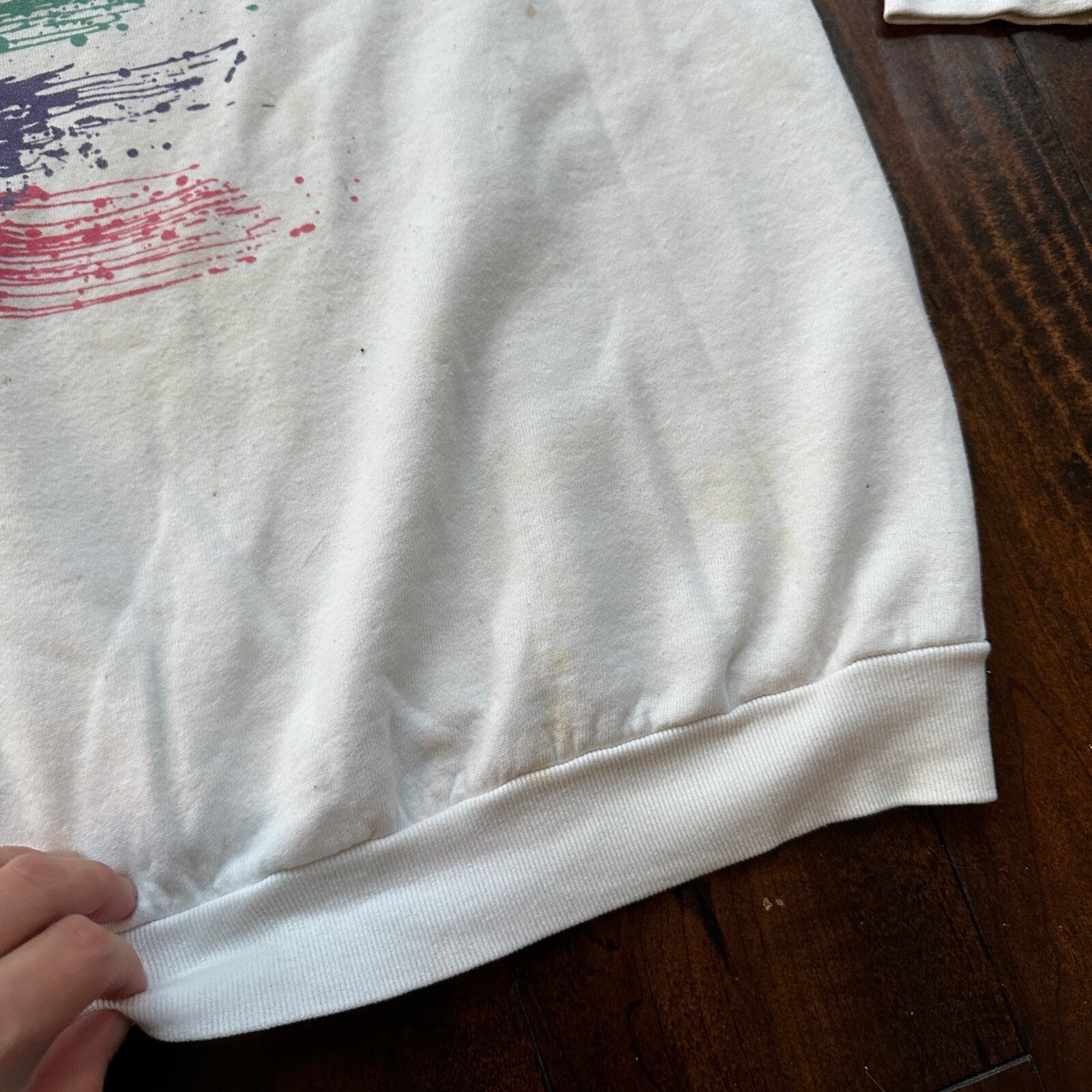 VTG Anaheim Crewneck Sweatshirt 1980s Post Op Hospital Paint Splatter Graphic