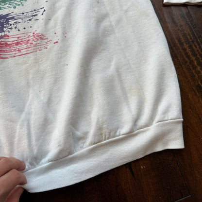 VTG Anaheim Crewneck Sweatshirt 1980s Post Op Hospital Paint Splatter Graphic