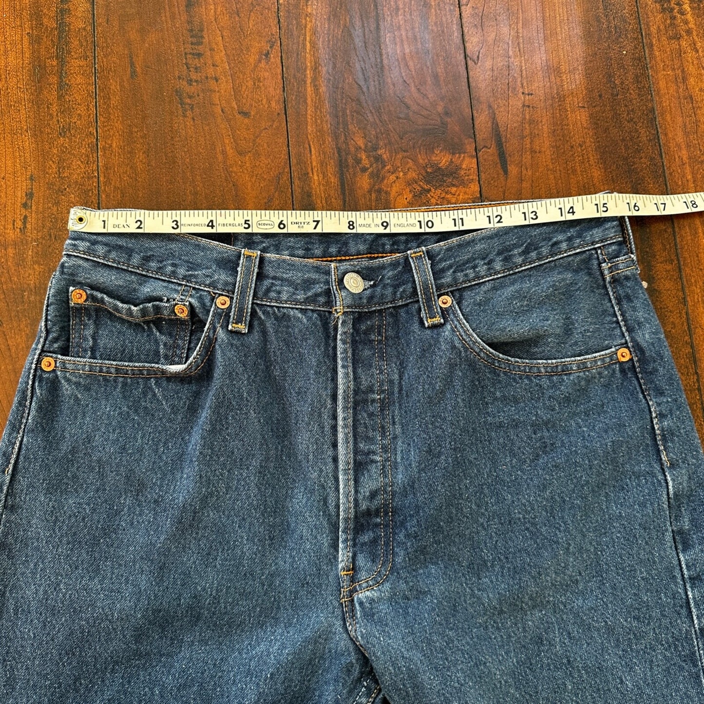 VTG Levis 501 XX Button Fly 90s USA Jeans Denim Straight Capri 34x30 Act 30x25