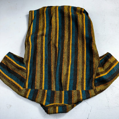1960s Wool Short Sleeve Striped Wood Button Down Shirt 60s 70s Rockabilly