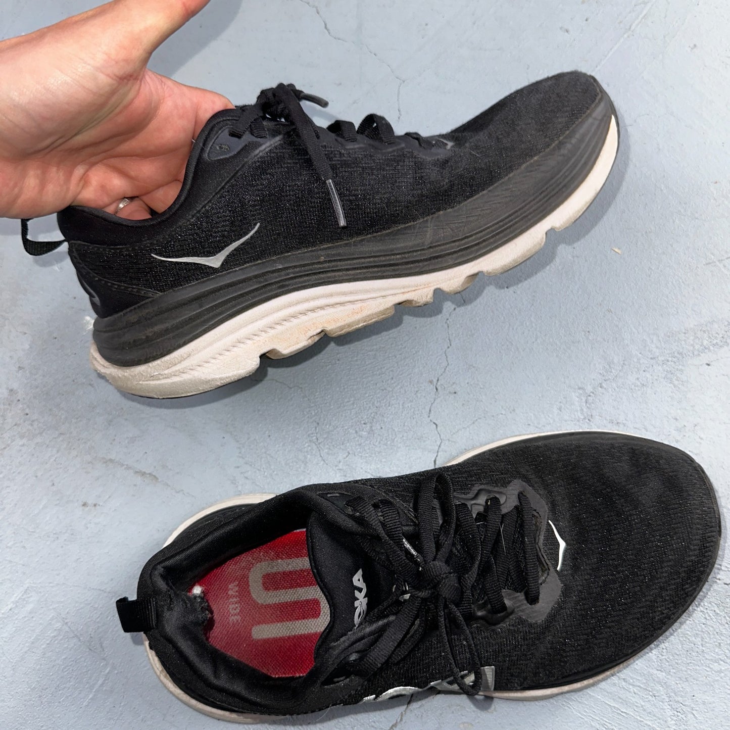 Hoka One One Womens Gaviota 5 1134235 BWHT Black Running Shoes Size 7 D