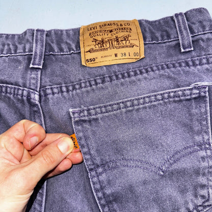 Levis 550 VTG Denim Shorts Mens 38 Purple Wash 1990s Orange Tab 90s 501