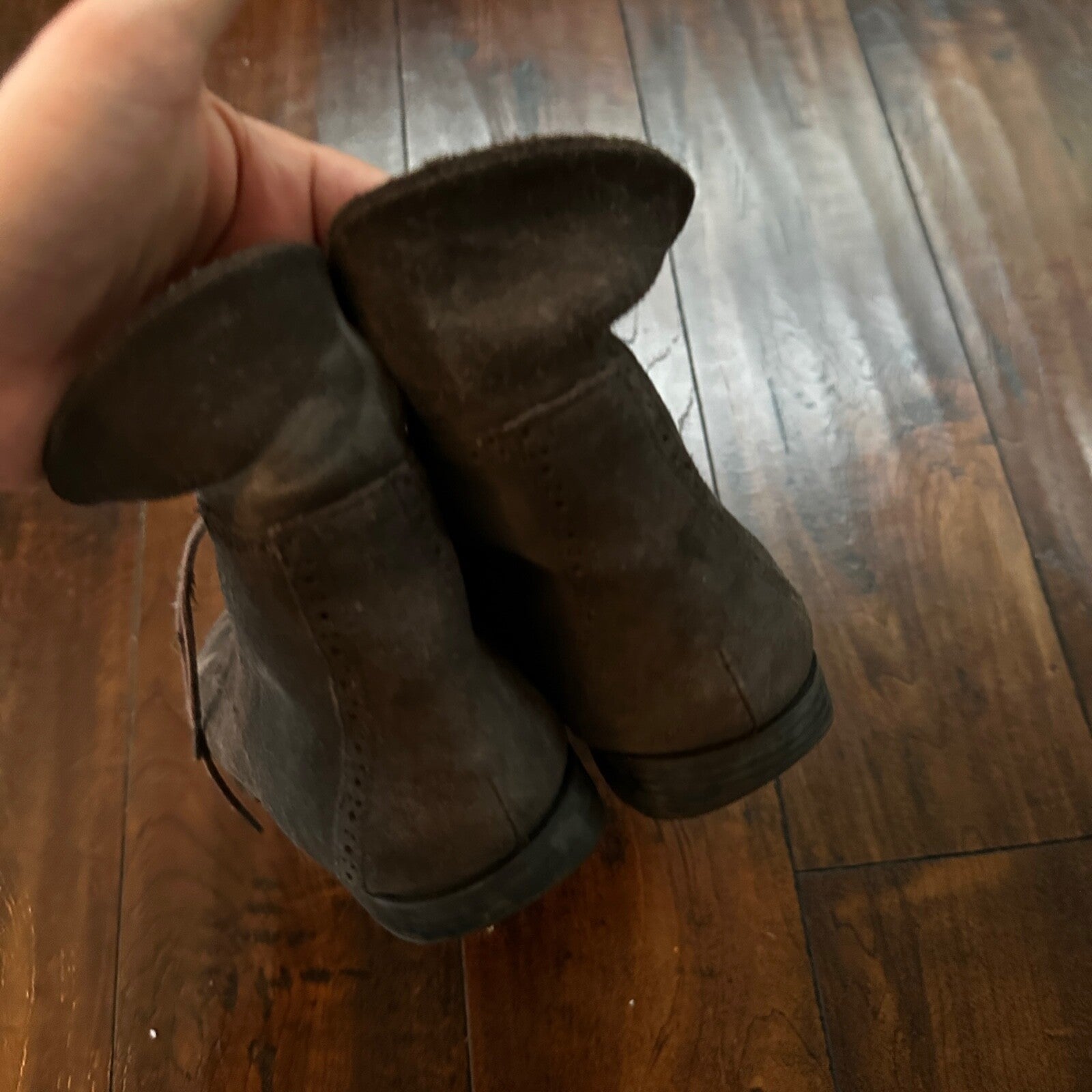 Brown Lace Leather Ankle Boots 8.5 Bootie Bettye Muller Hi Block Heel