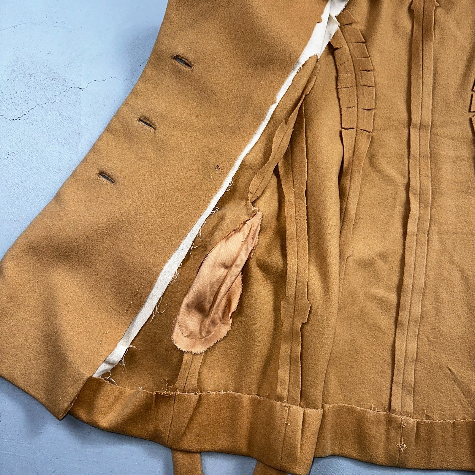 1950s Vintage Taupe Brown Wool Swing Coat Boho Warm Winter Rockabilly Belted 50s