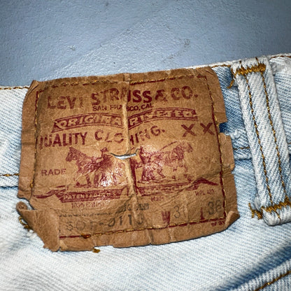 Levis 501 Vintage 80s USA XX Straight Leg Jeans 30x36 Bleach Light Wash Ac 26x31
