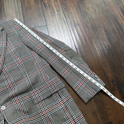 1960s 1970s Gray Cashemere Sport Jacket VTG Mens Suit 46 Rockabilly Stripe Plaid