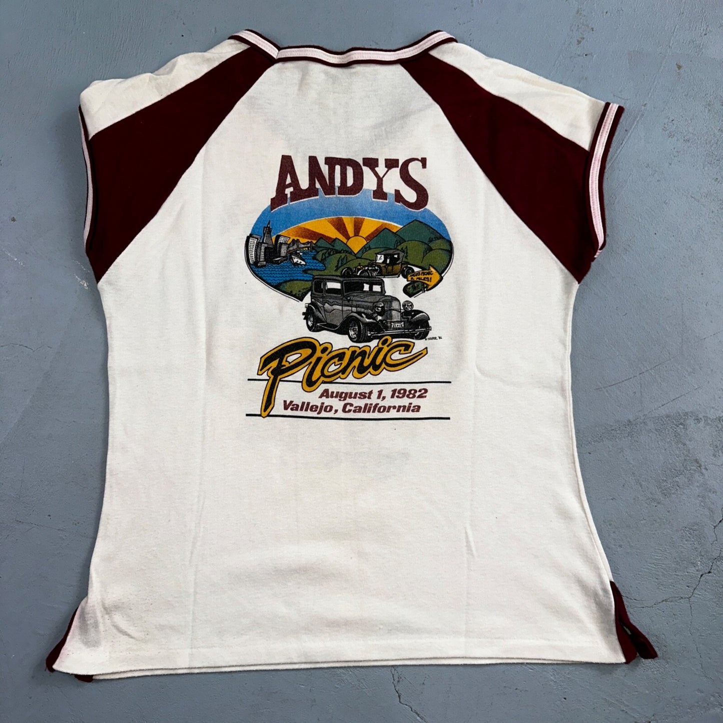 Andys Hot Rods Racing Cars Womens VTG T Shirt 80s Rare Cut Harley Girl Cool
