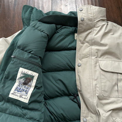 Vtg Eddie Bauer Mens L Goose Down Puffer Jacket Parka Coat Gore Tex Zip 80s 90s