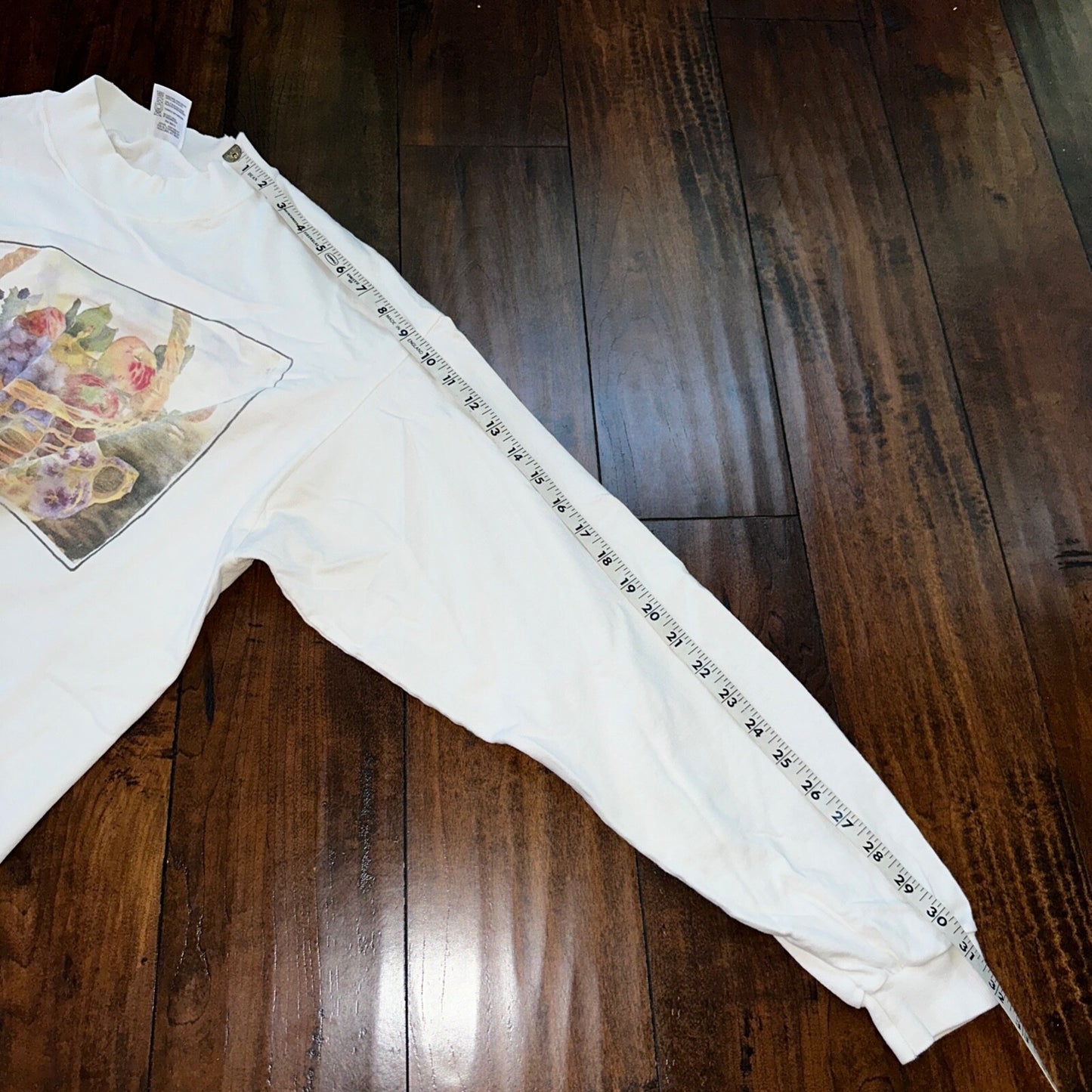 Fruit Basket Art VTG T Shirt Judy 90s Apple Grapes Teapot Elegant Pop Music L