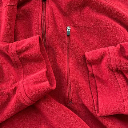 LL Bean Quarter Zip Pullover Fleece Sweater Mens 2XL Red Pockets VTG 90s Style