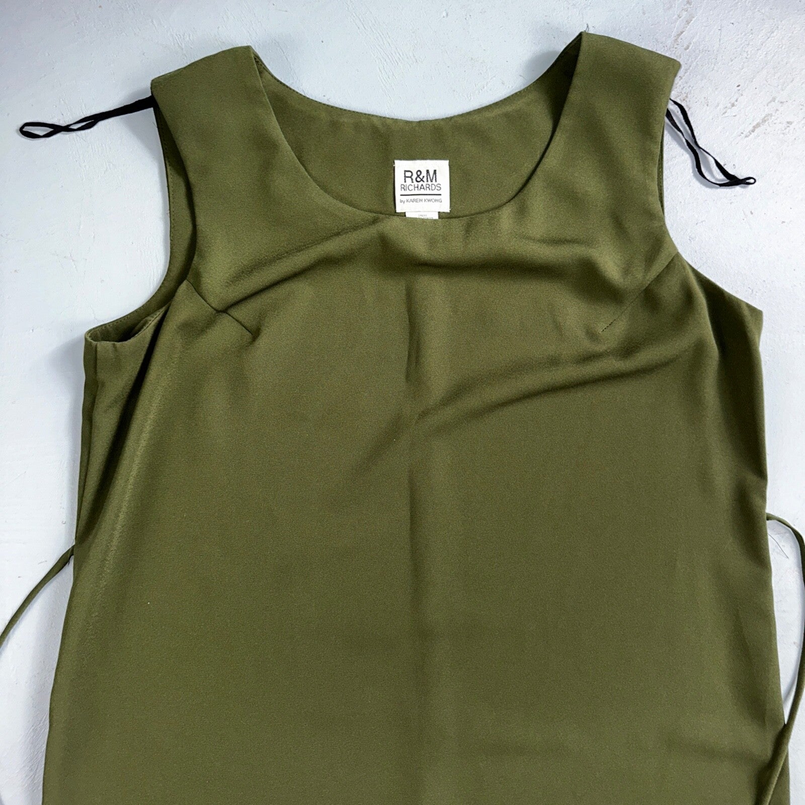 R&M Richards Karen Kwong Womens Maxi Dress Size 14 Green Simple Sleeveless VTG