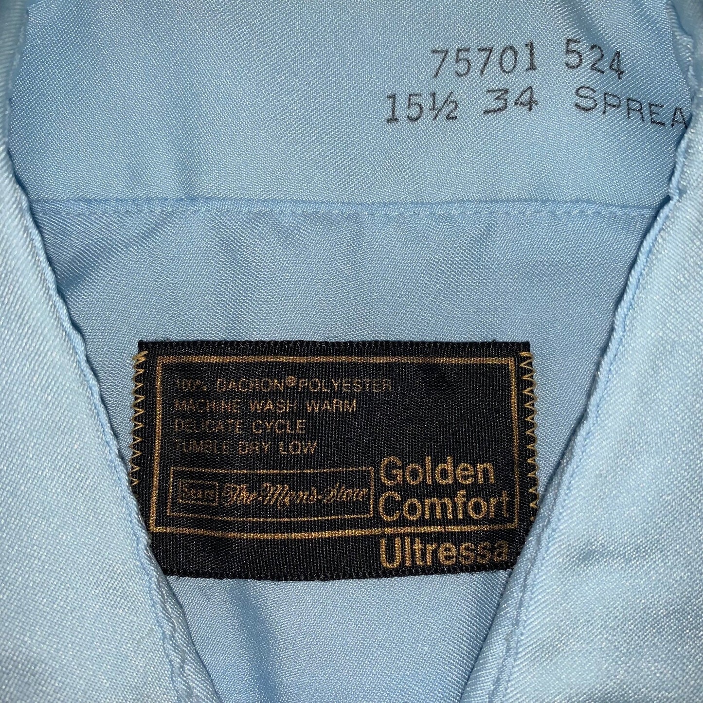 Sears Blue Vintage Button Down Work Shirt Dress 60s 70s Sanforized