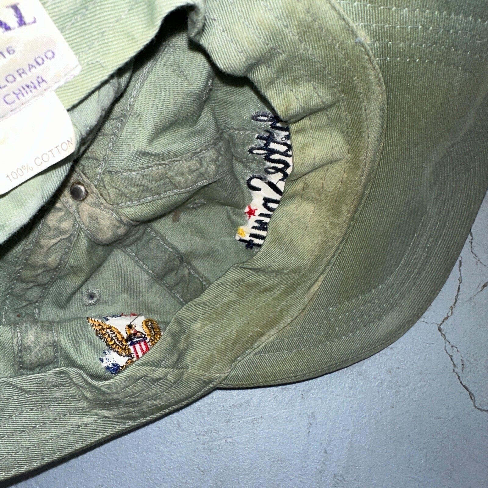 Catch The Spirit Snoopy VTG Hat Cap Snapback Green USGA Political Thrashed USED