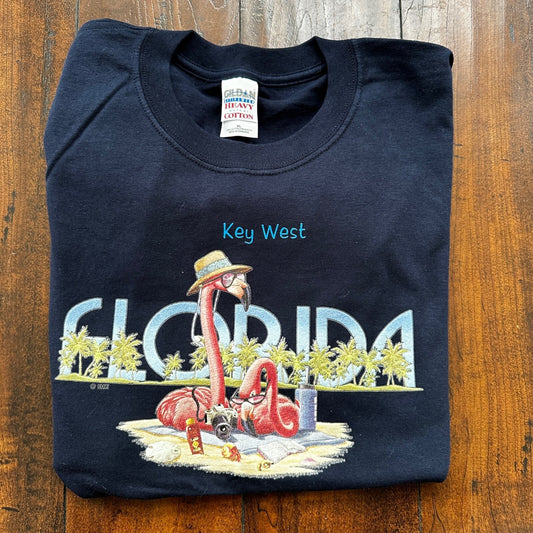 Florida Key West Flamingo Vintage T Shirt Funny Travel USA America Tourist Tee